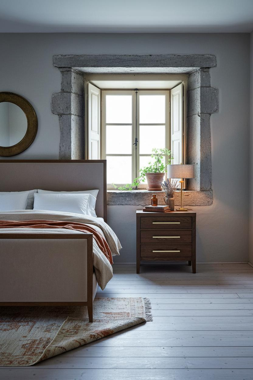Country Cottage Bedroom Stone Window Alcove