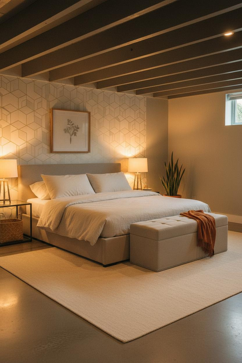 Cozy Basement Bedroom Warm Lighting Budget