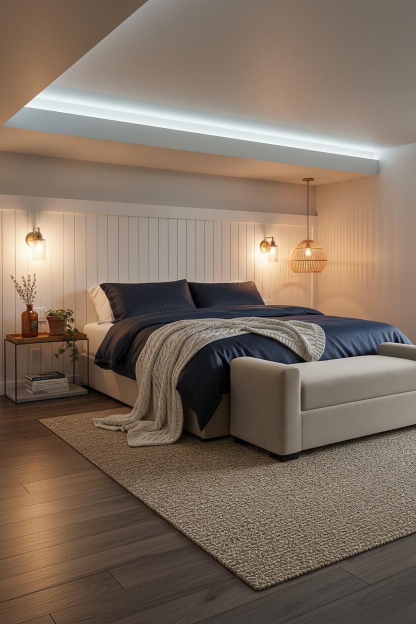 Cozy Basement Bedroom Budget LED Lighting