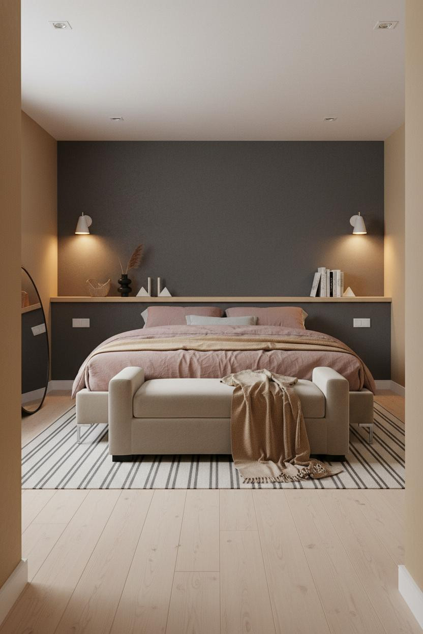 Cozy Basement Bedroom Scandinavian Accent Wall