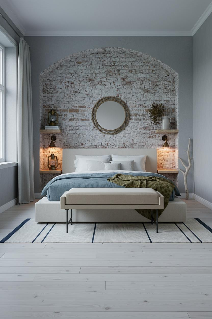 Nautical Bedroom Limewashed Brick Coastal