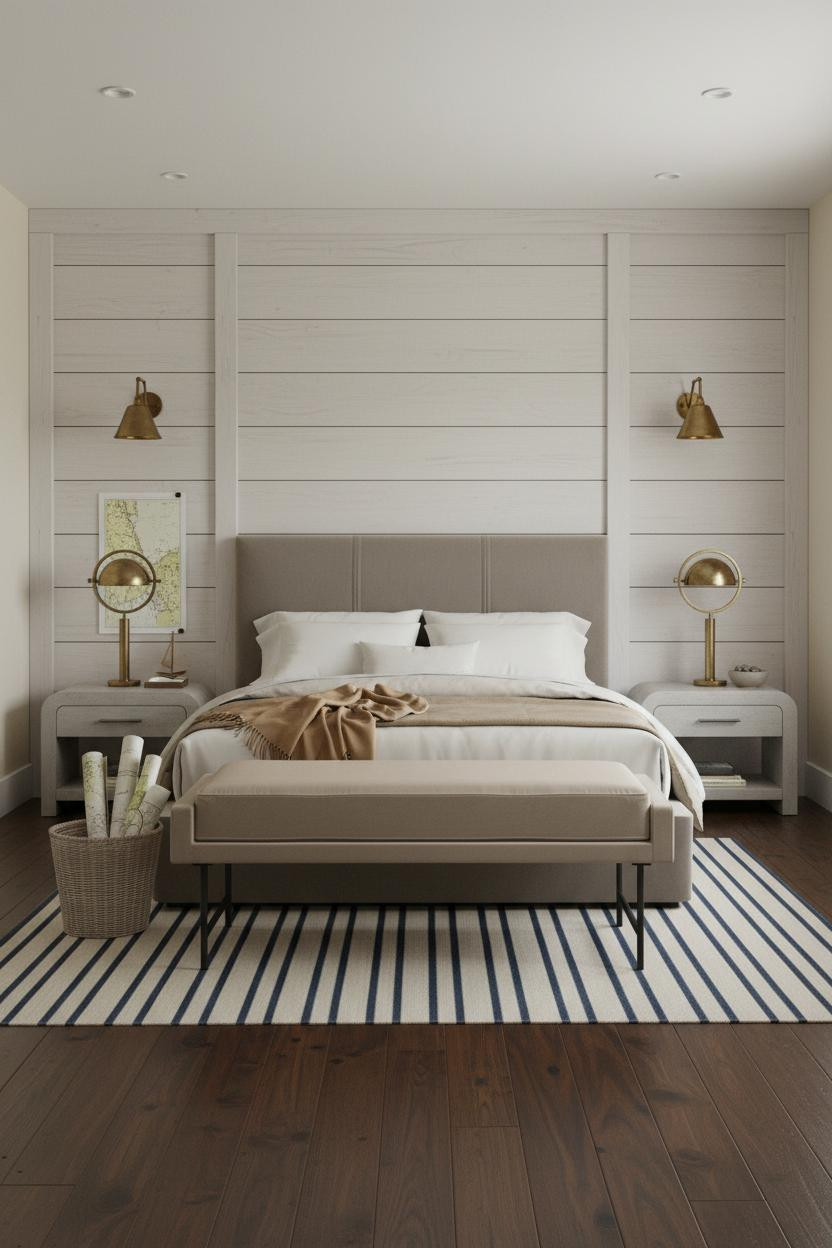Nautical Bedroom Whitewashed Wainscoting