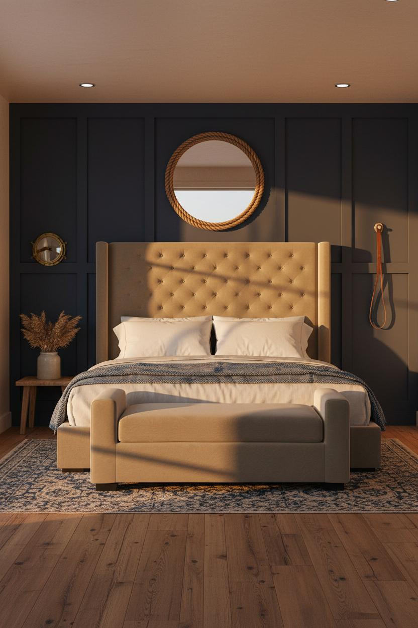 Nautical Bedroom Navy Wainscoting Sunrise