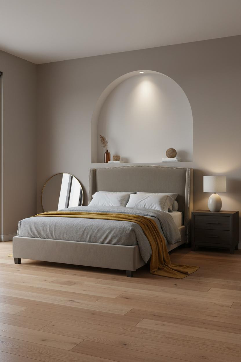 Minimalist Bedroom Arched Niche Maple