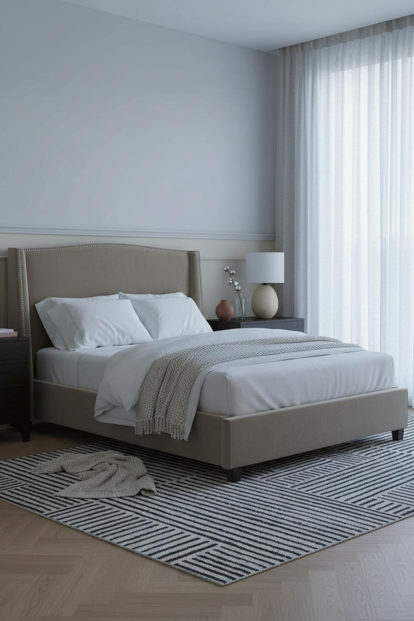 Minimalist Bedroom Wainscoting Neutral