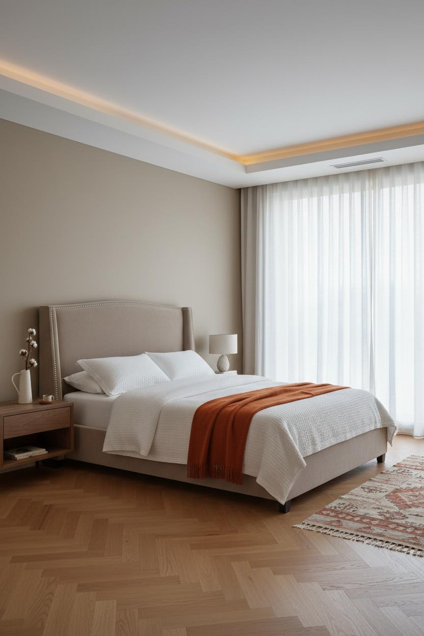 Minimalist Bedroom Scandinavian Warm Camel
