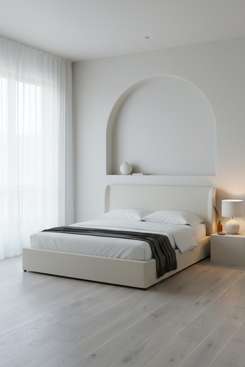 Minimalist Bedroom Arched Alcove Headboard