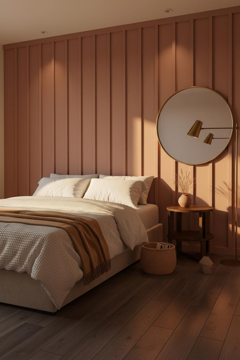 Small Bedroom Layout Dusty Rose Batten Wall
