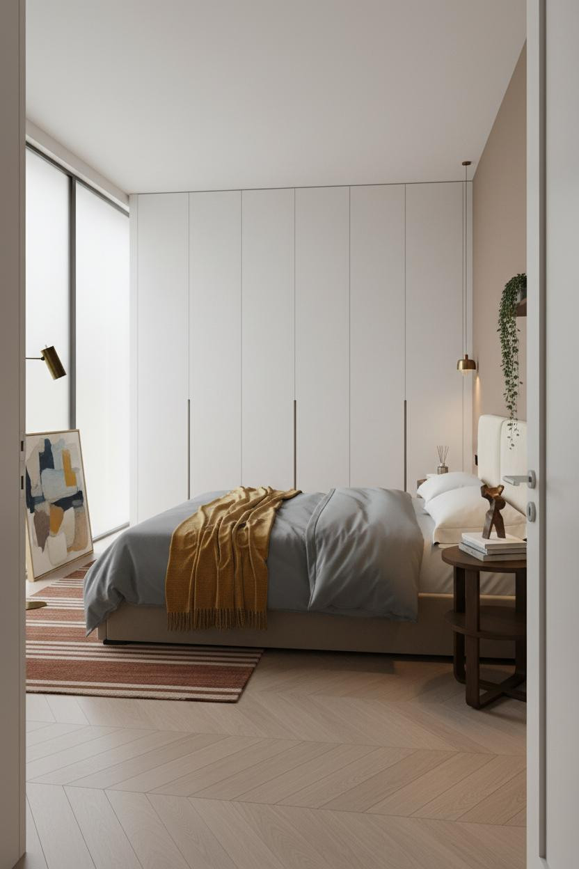 Small Bedroom Layout Built In Wardrobe Platform Bed
