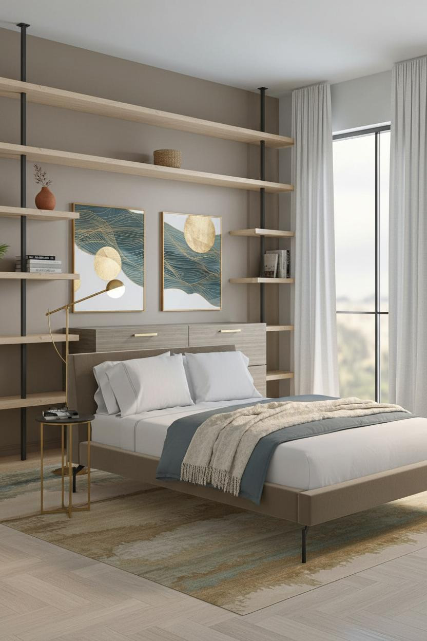 Small Bedroom Layout Vertical Shelving