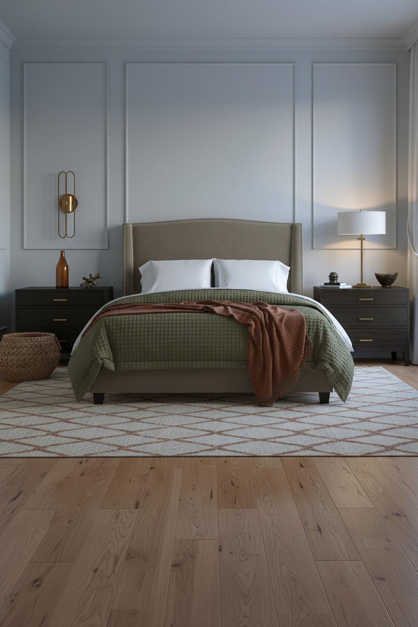 Small Bedroom Layout Paneled Walls Lighting