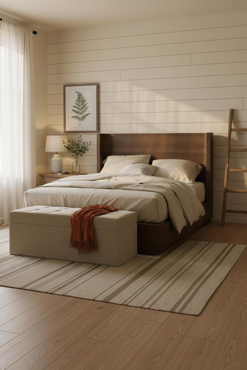 Modern Farmhouse Master Bedroom Shiplap Accent