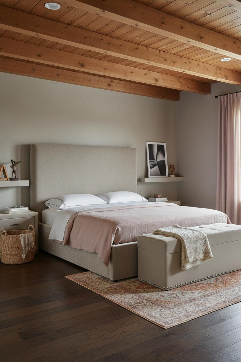 Modern Farmhouse Master Bedroom Exposed Beams