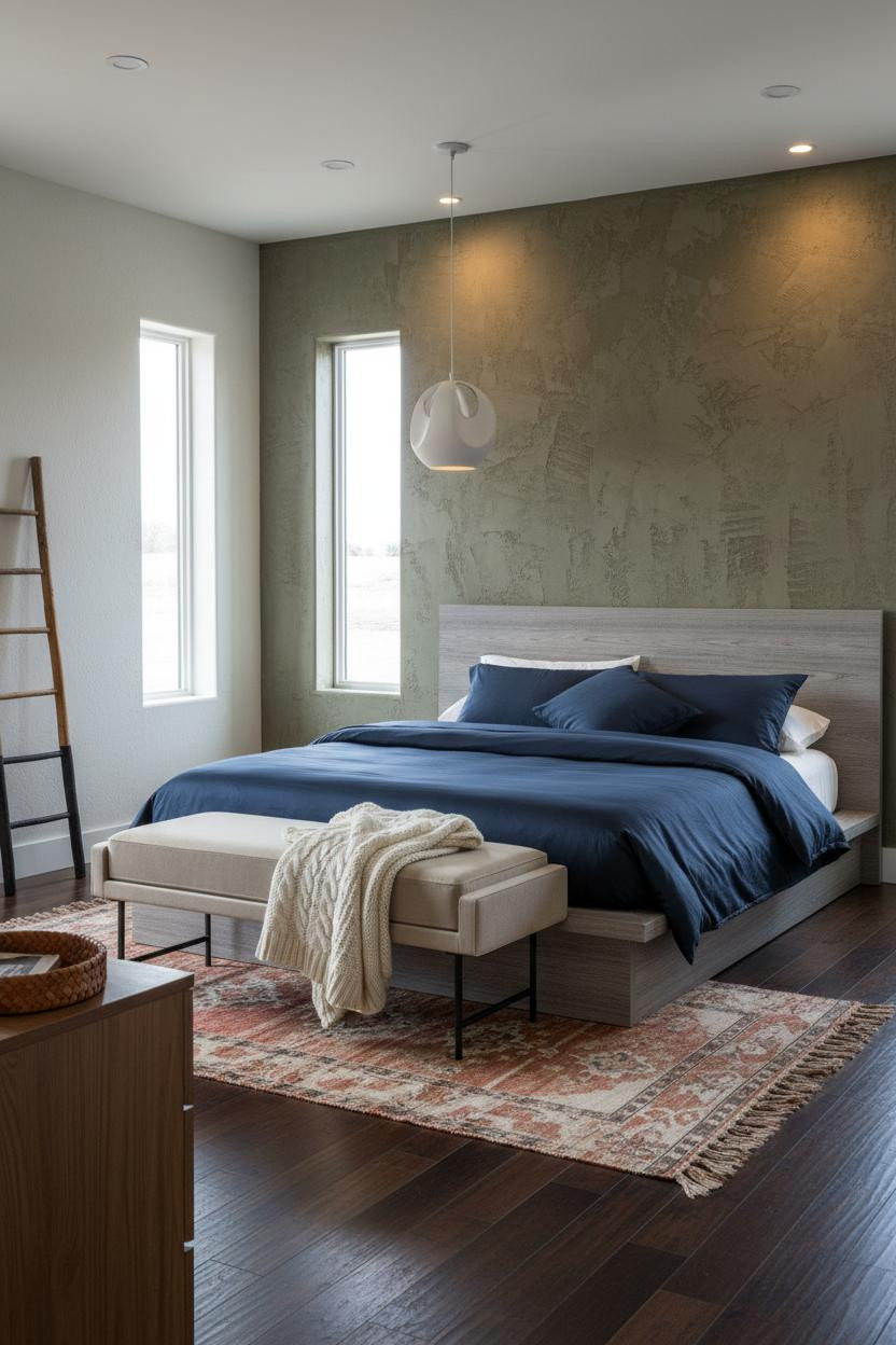 Modern Farmhouse Master Bedroom Textured Plaster