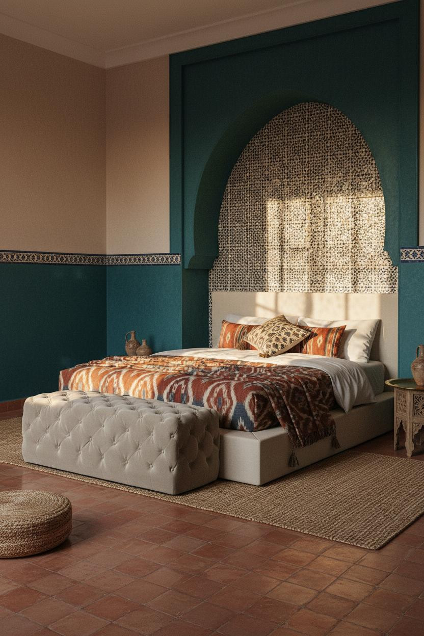 Moroccan Bedroom Zellige Alcove Brass