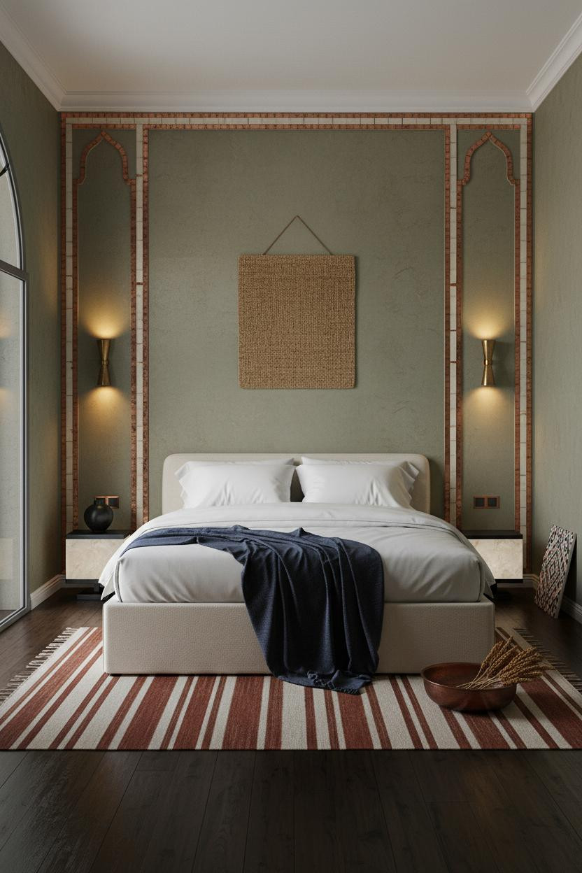 Moroccan Bedroom Brass Sconces Plaster