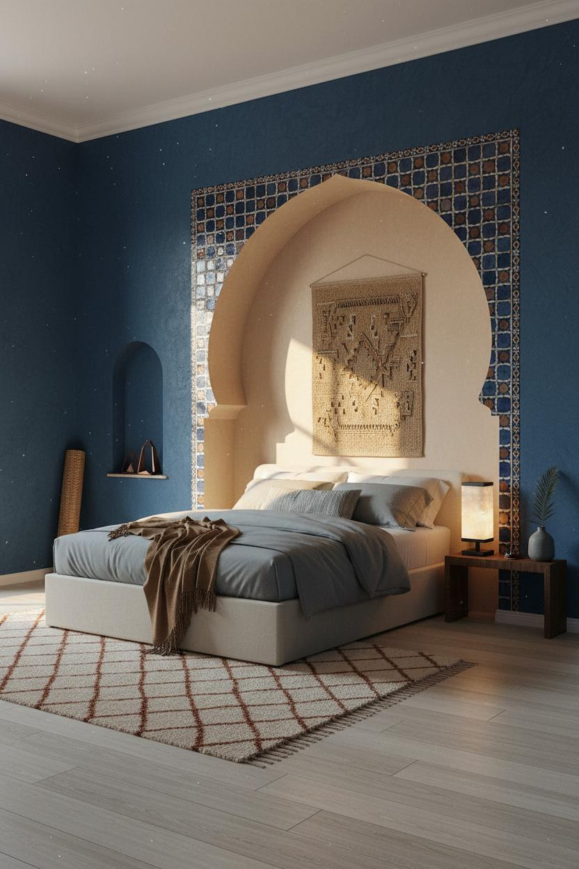 Moroccan Bedroom Arched Niche Clay Plaster