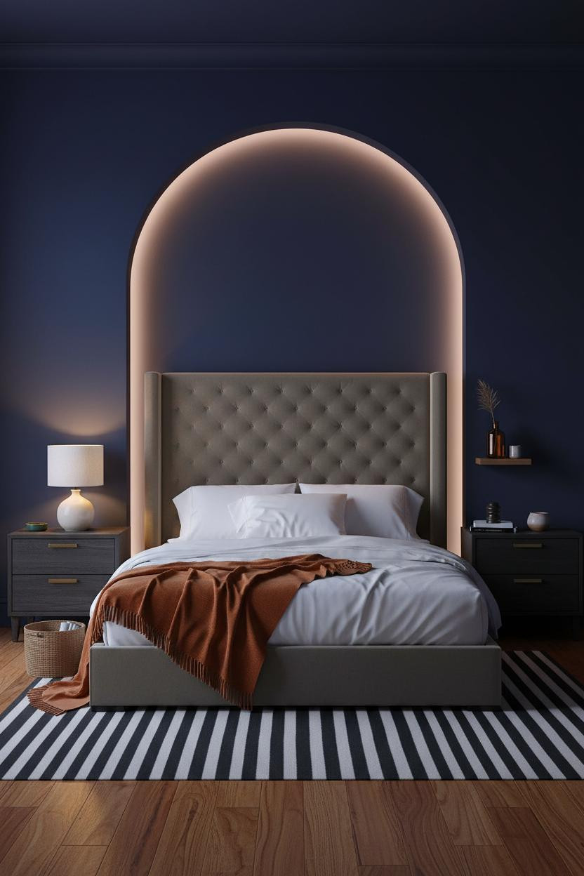 Cozy Bedroom Lighting Arched Alcove
