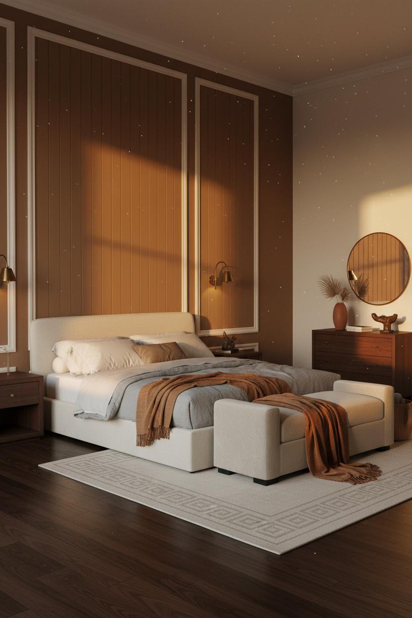 Classic Bedroom Tuscan Warm Clay Paneled
