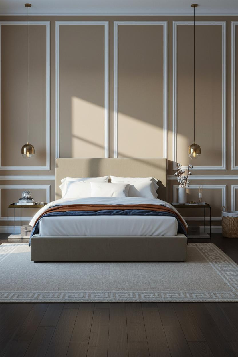 Classic Bedroom Quiet Luxury Wainscoting Brass
