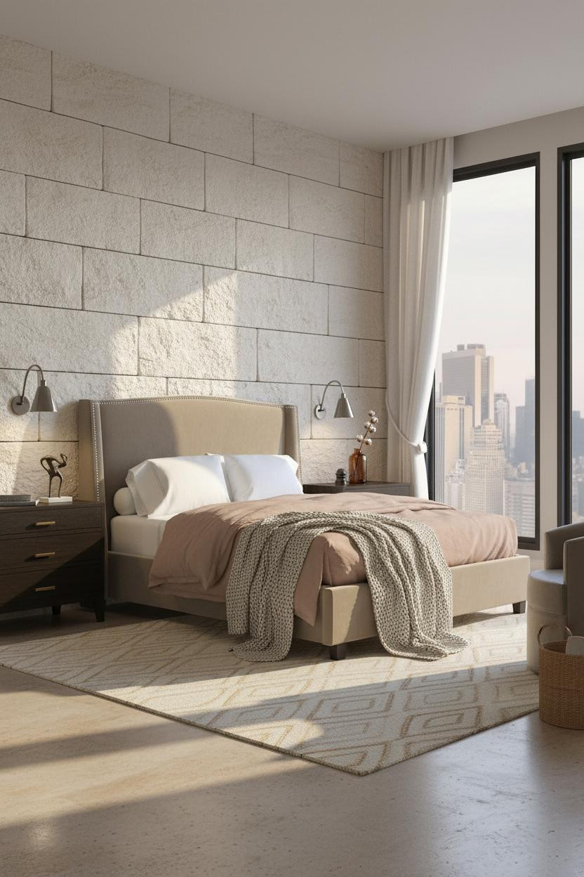 Classic Bedroom Stone Accent Quiet Luxury