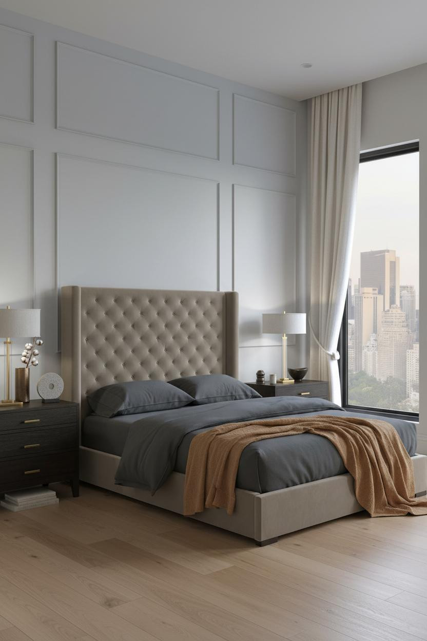 Classic Bedroom Coffered Plaster Quiet Luxury