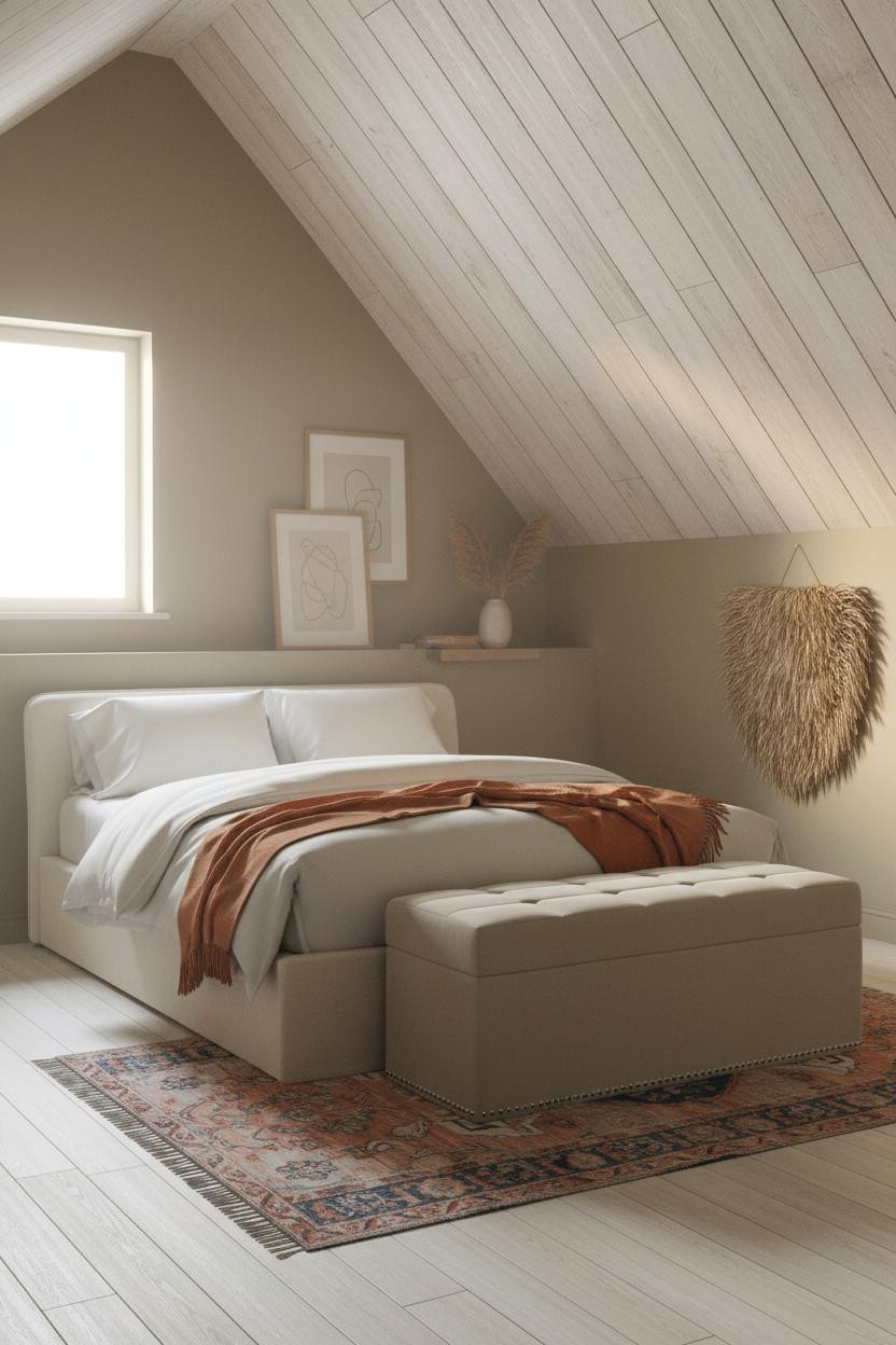 Sloped Ceiling Bedroom Boho Attic Design