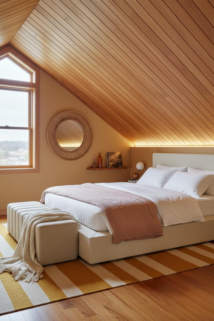 Sloped Ceiling Bedroom MCM Attic Design