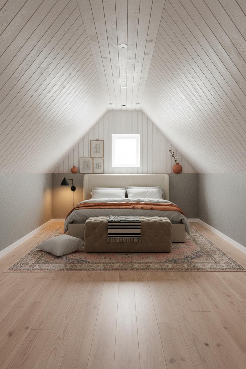 Sloped Ceiling Bedroom Attic Design Ideas