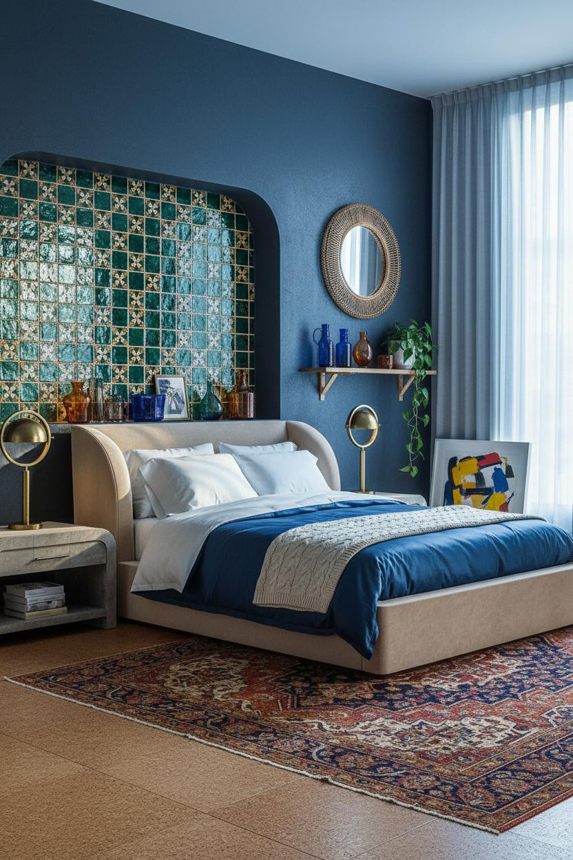 Colorful Maximalist Bedroom Zellige Tile