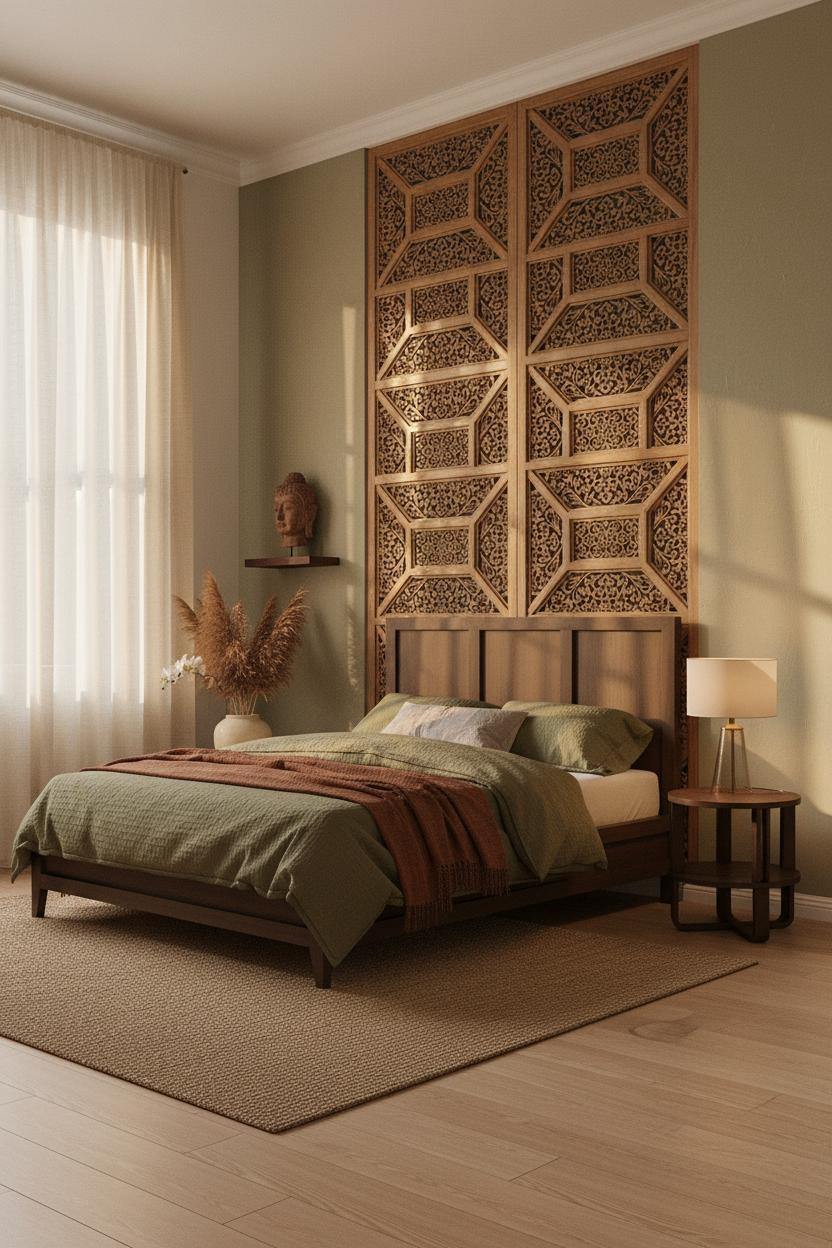 Indochine Bedroom Teak Screen Asian Design