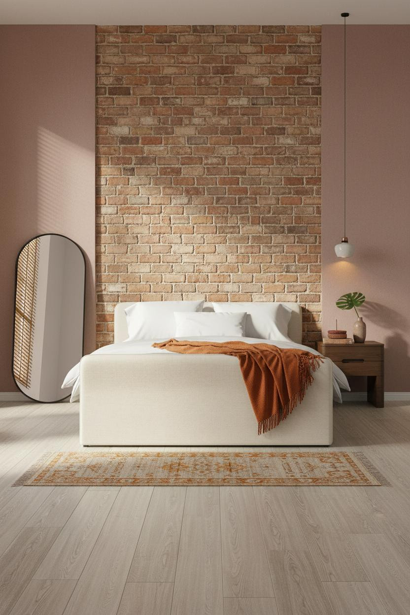 Indochine Bedroom Asian Interior Exposed Brick