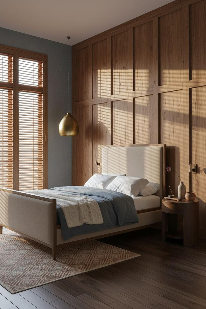 Indochine Bedroom Teak Wall Asian Design