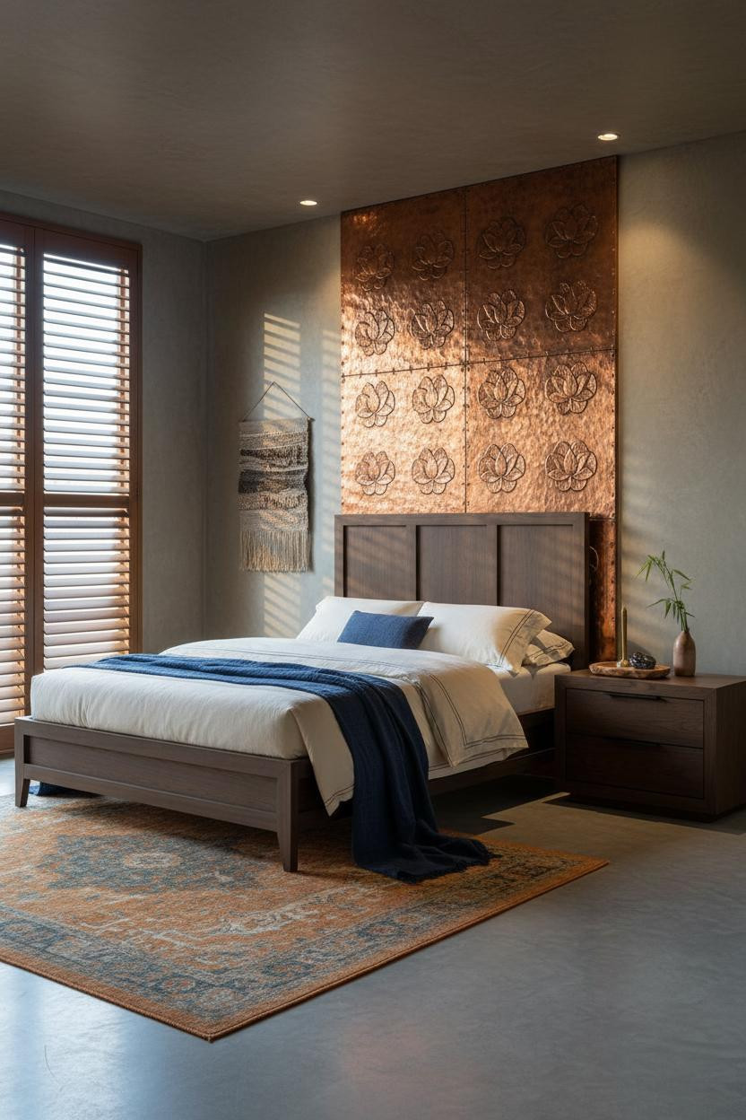 Indochine Bedroom Copper Panel Colonial