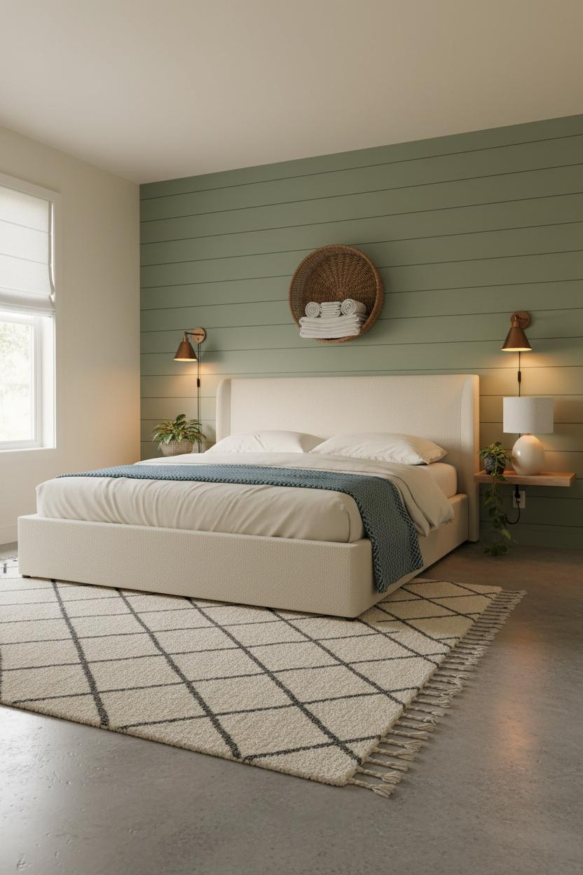 Small Guest Bedroom Sage Shiplap Farmhouse
