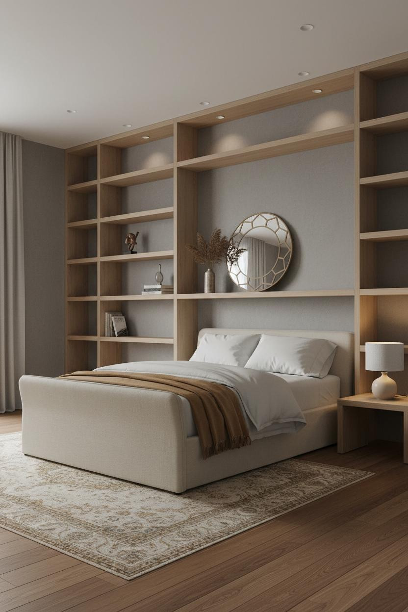 Small Guest Bedroom Built In Shelves Daybed