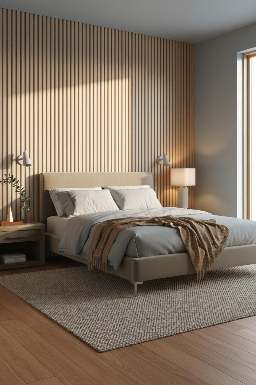 Small Guest Bedroom Daybed Slatted Headwall