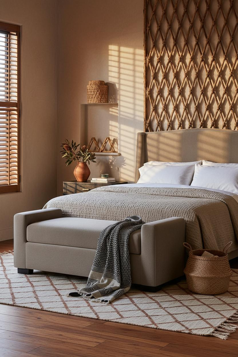 Beachy Boho Bedroom Woven Panel Coastal