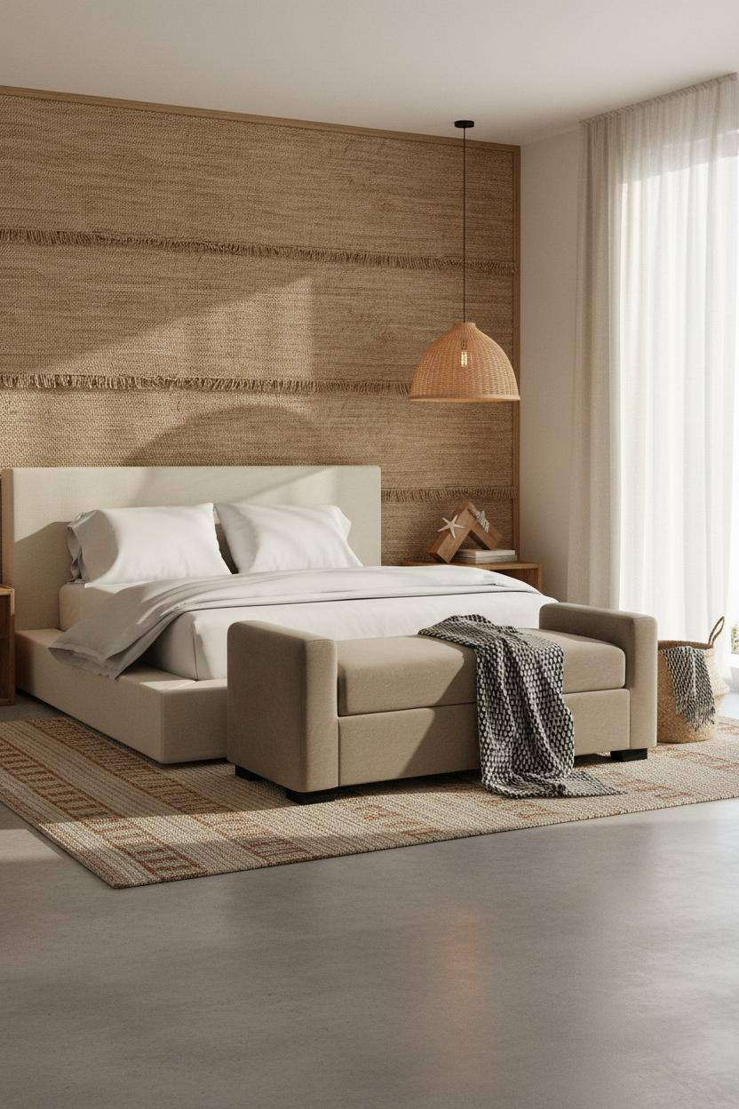 Beachy Boho Bedroom Jute Wall Coastal