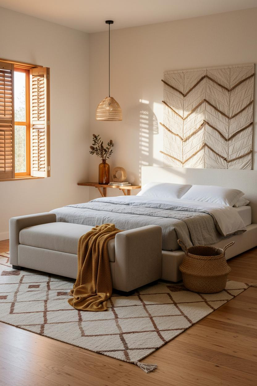 Beachy Boho Bedroom Woven Panel Coastal
