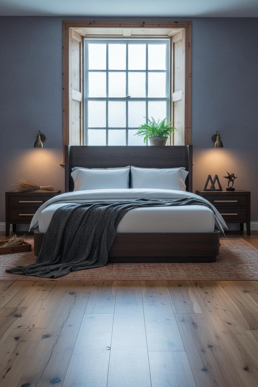 Farmhouse Bedroom Vintage Window Light