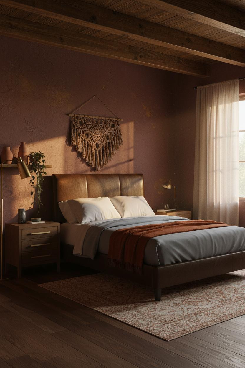 Dark Boho Bedroom Moody Earthy Textures