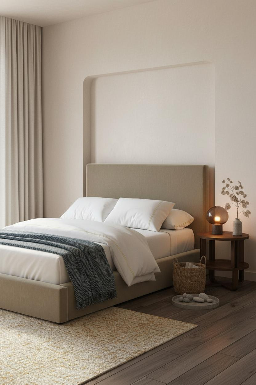 Warm Neutral Bedroom Attic Niche
