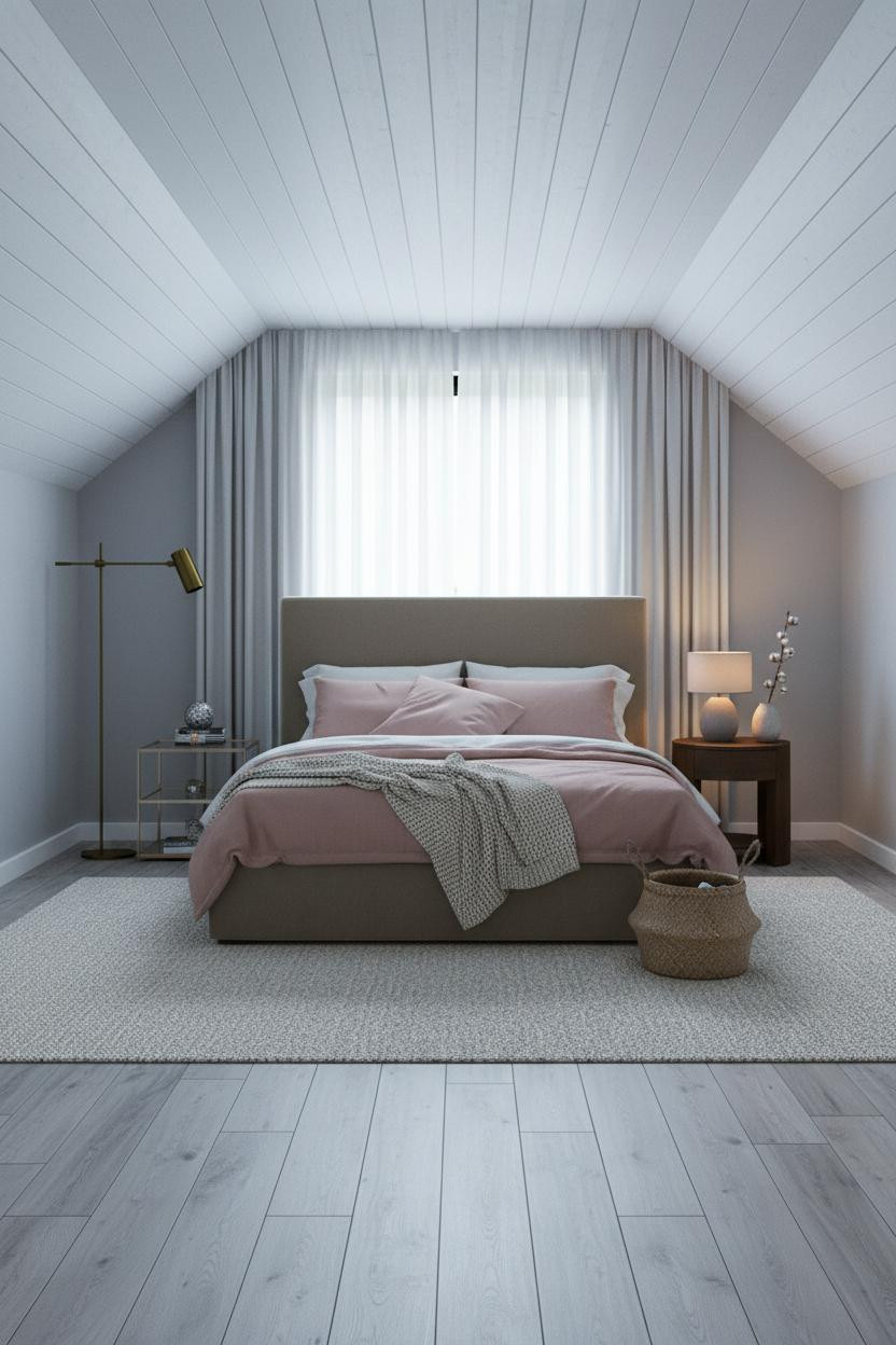 Warm Neutral Attic Bedroom Beige Bedding