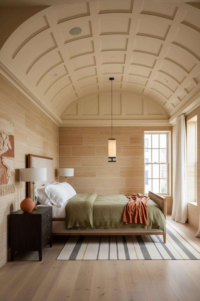 High Ceiling Bedroom Cathedral Vault Coffered