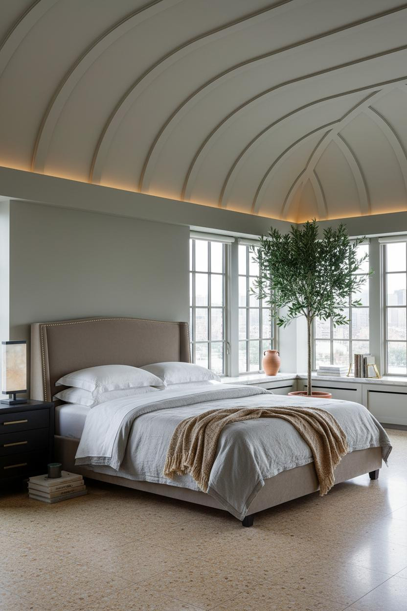 High Ceiling Bedroom Barrel Vault Contemporary