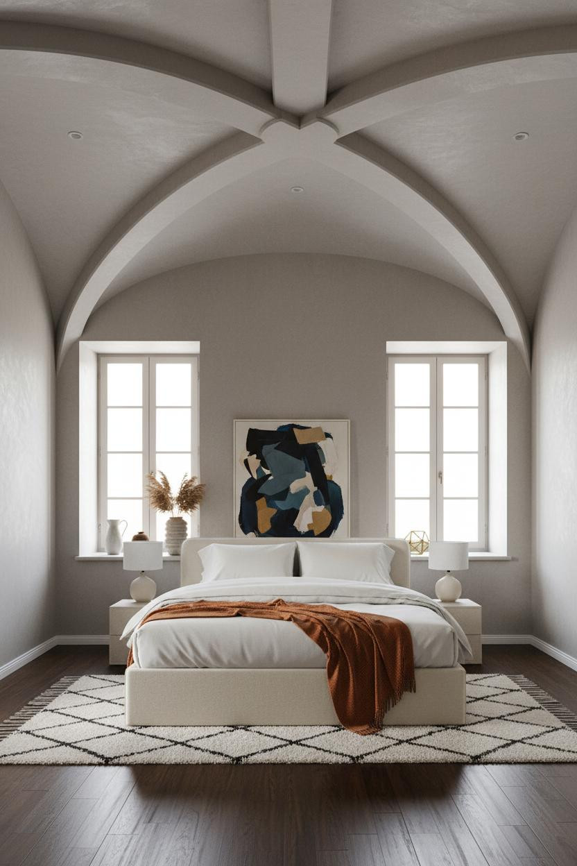 High Ceiling Bedroom Cathedral Vault Architecture