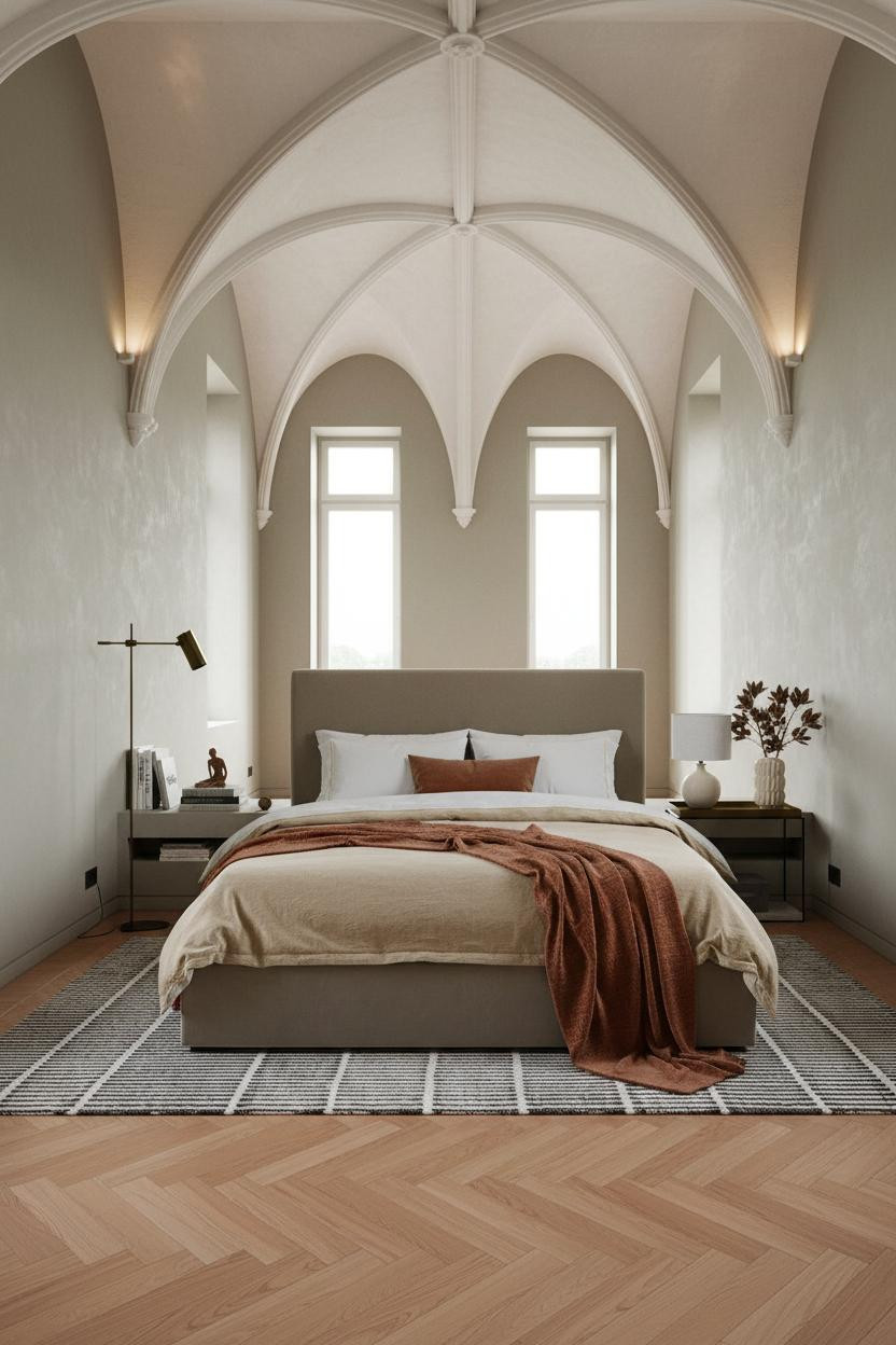 High Ceiling Bedroom Cathedral Vault Nordic