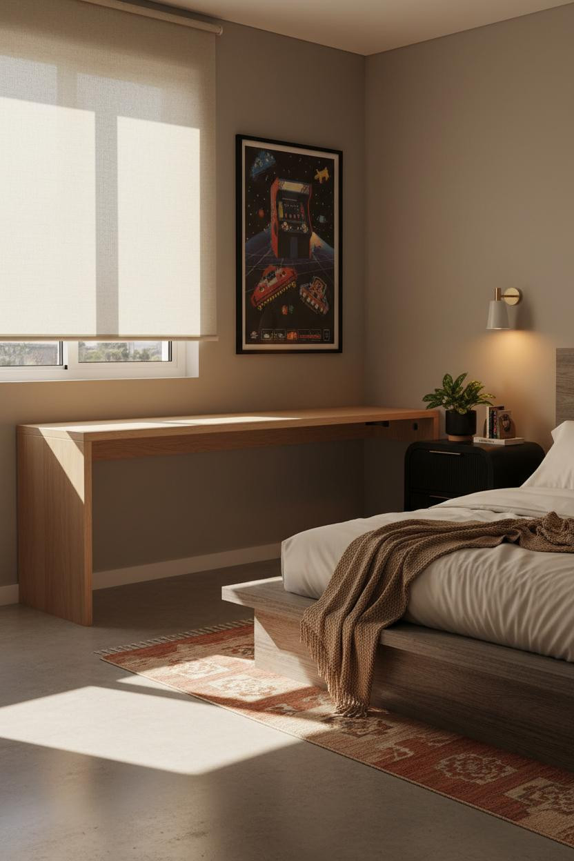 Cozy Gamer Bedroom Desk Lighting