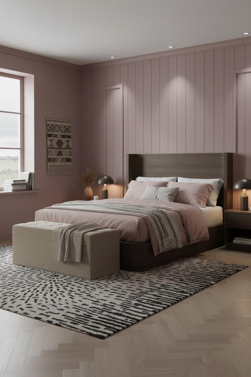 Rustic Farmhouse Bedroom Dusty Rose Batten